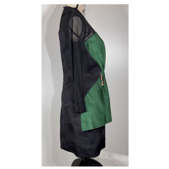 Mary Katrantzou Eilate Black/Green Mini Cinched Dress Womens Size 6 US - Picture 5 of 6
